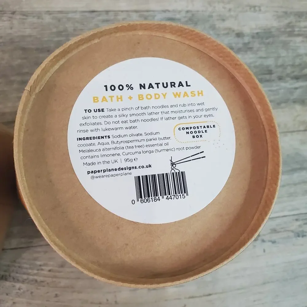 Paper Plane Bath Noodles - 100% Natural Vegan Bath Body Wash - Lot Of 3